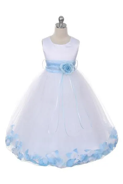 Satin Flower Petal Baby Dress - Ivory