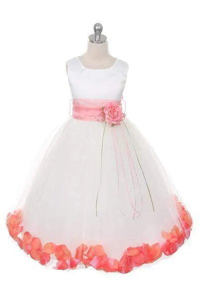 Satin Flower Petal Baby Dress - Ivory