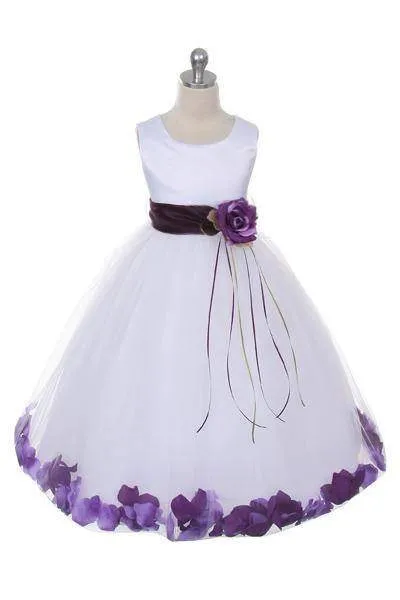 Satin Flower Petal Baby Dress - Ivory