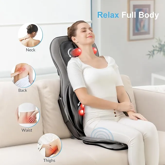 Shiatsu Neck Back Massager with Heat, 2D/ 3D Kneading Massage Chair Pad