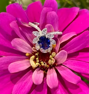 Simon G Sapphire and Diamond Ring 18K White Gold MR3063