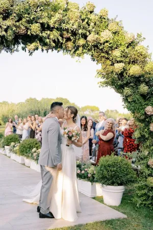 Simple A-Line Square Neck Satin Wedding Dress