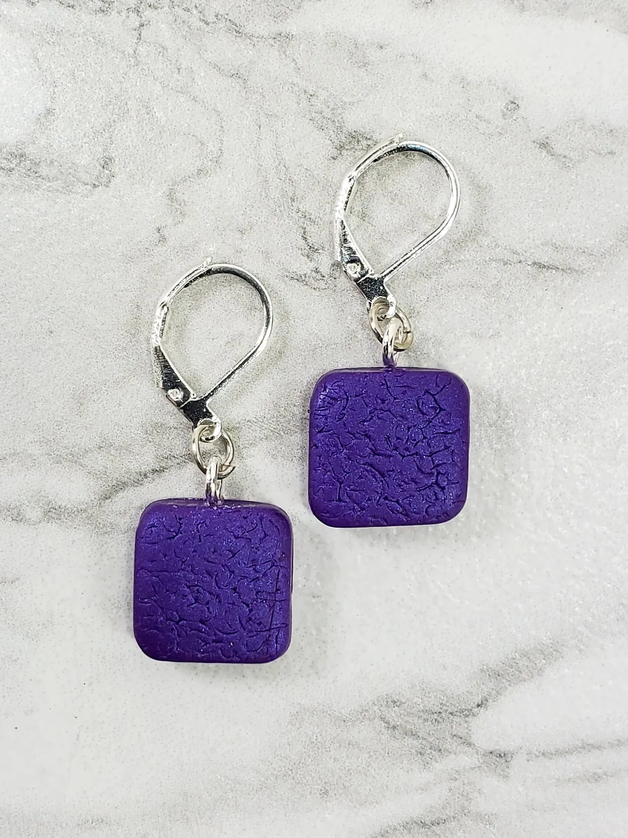 Simple Square Dangle Earring - Purple