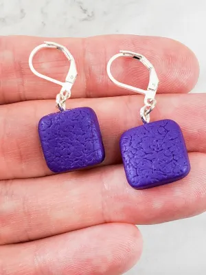 Simple Square Dangle Earring - Purple