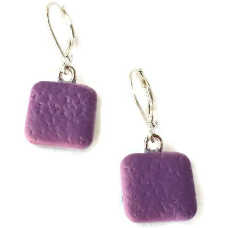 Simple Square Dangle Earring - Purple