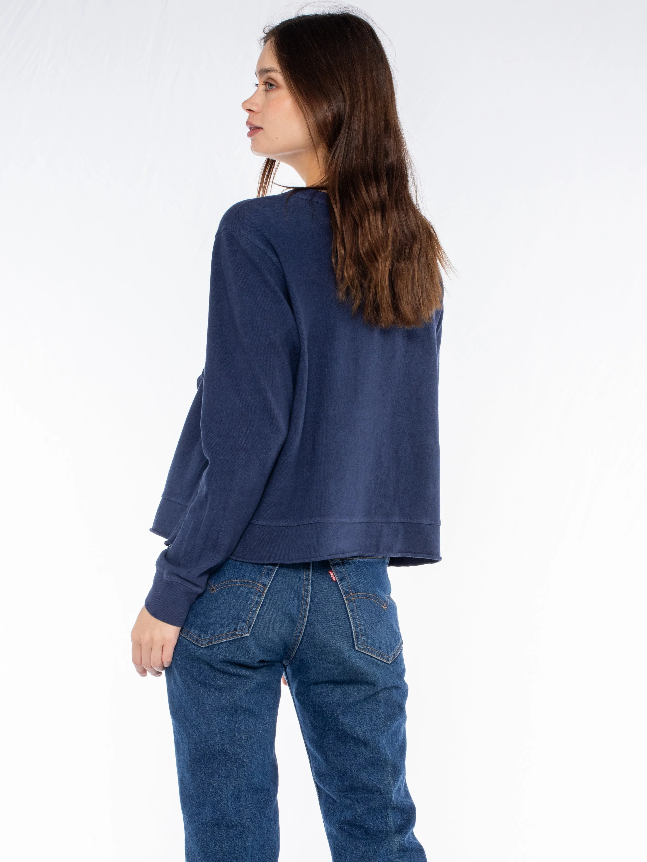 Slouchy Long Sleeve Sweatshirt with Pouch Front Pocket