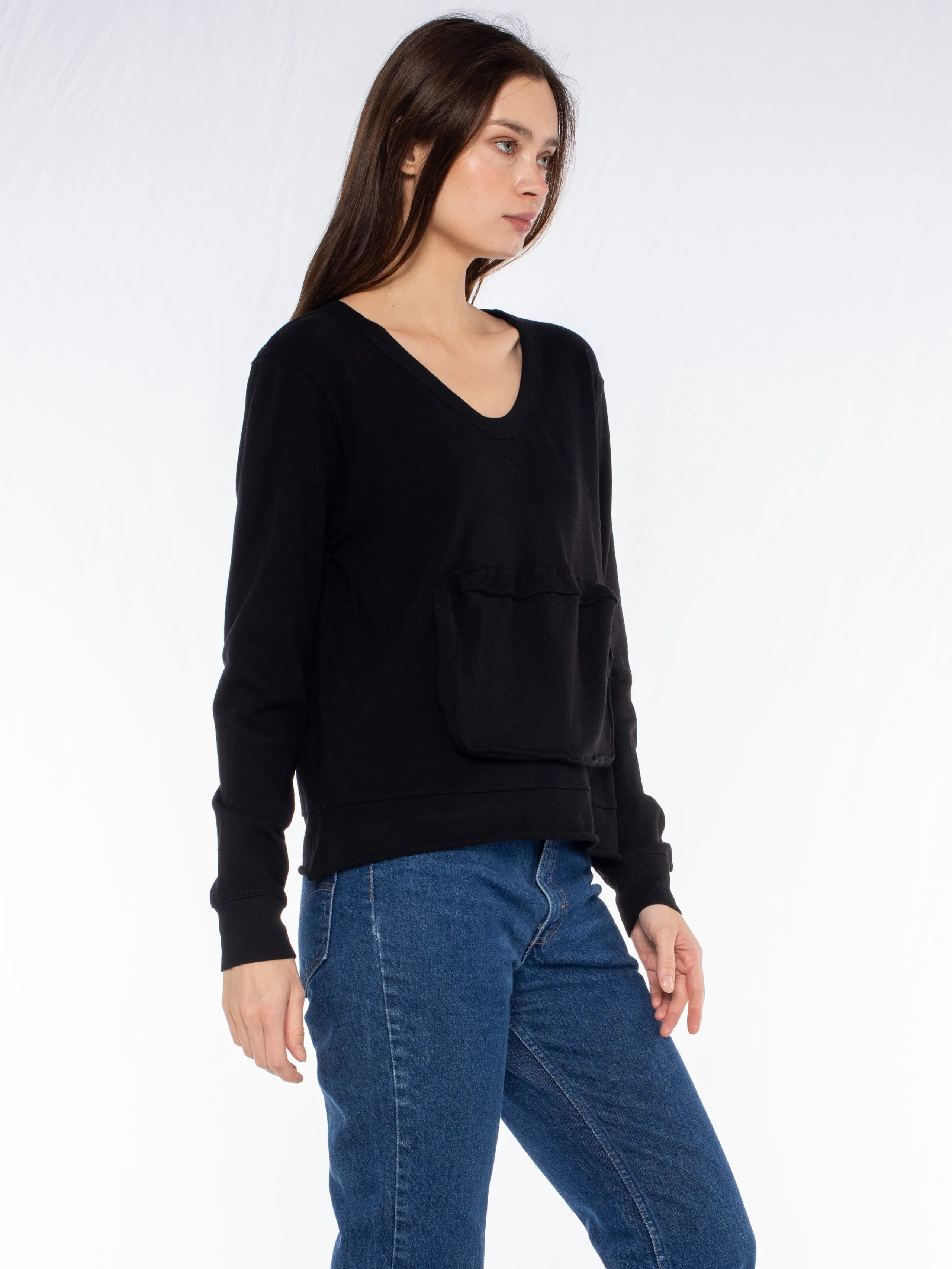 Slouchy Long Sleeve Sweatshirt with Pouch Front Pocket