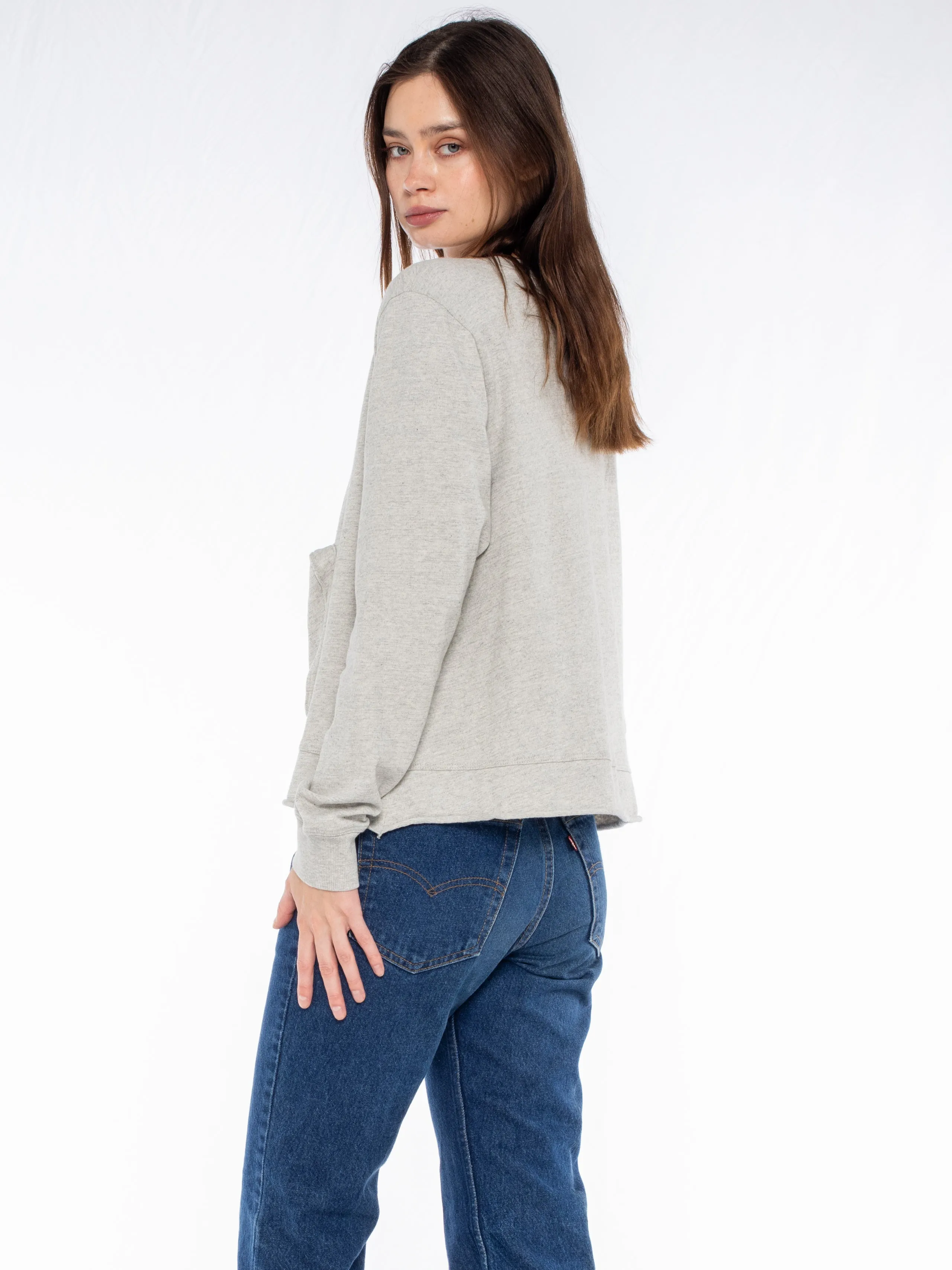 Slouchy Long Sleeve Sweatshirt with Pouch Front Pocket