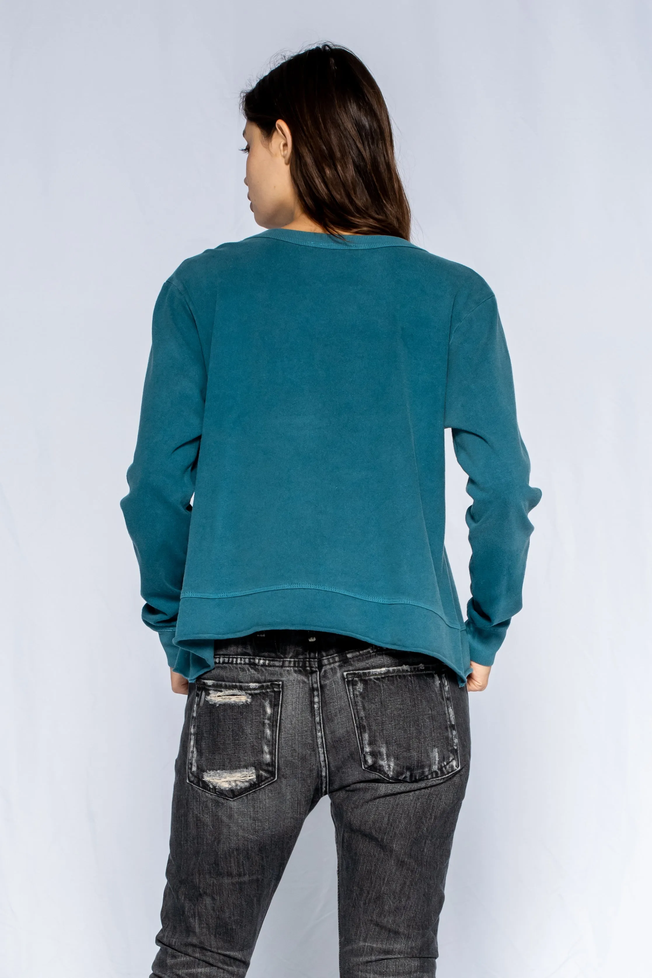 Slouchy Long Sleeve Sweatshirt with Pouch Front Pocket