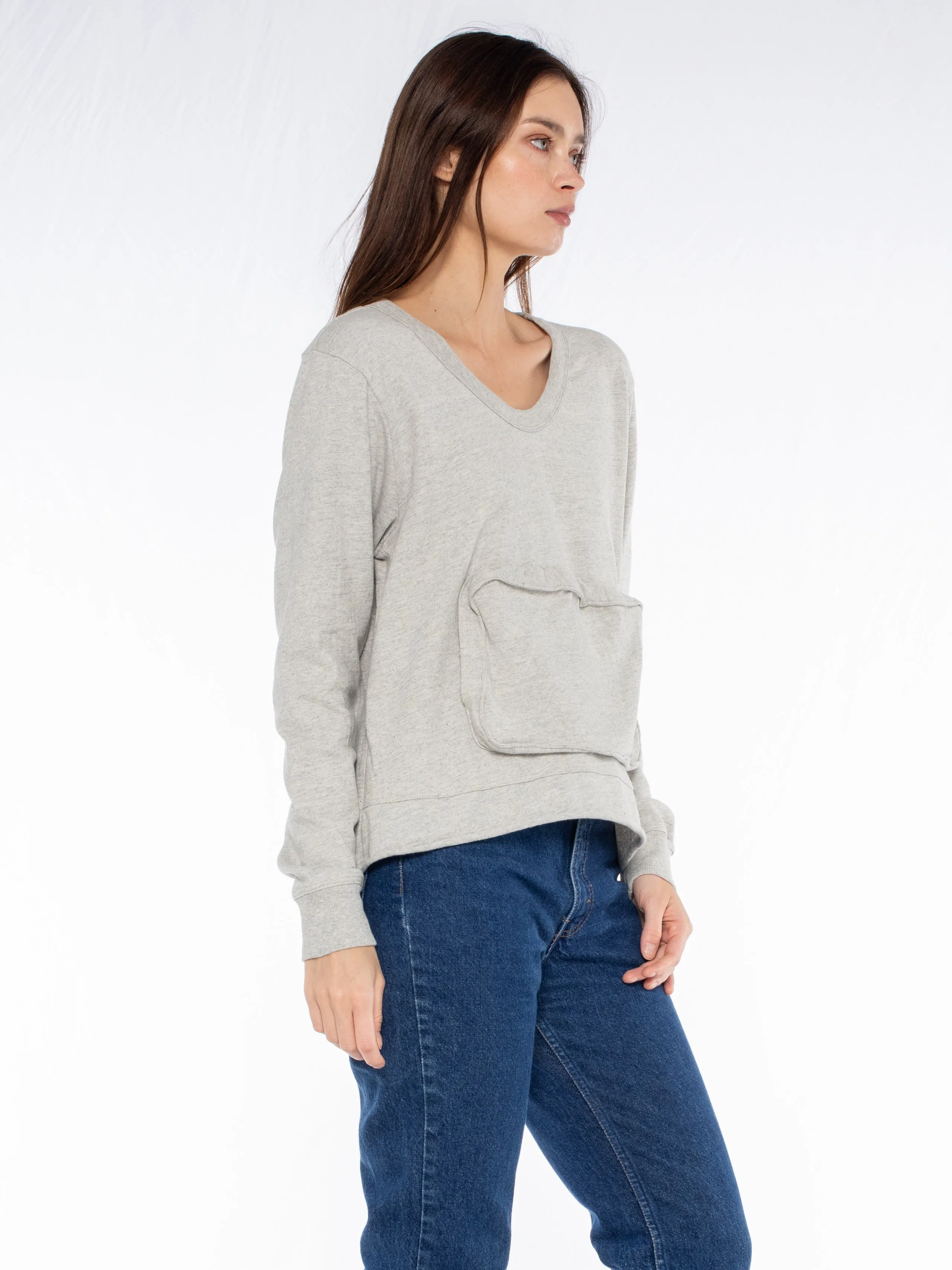 Slouchy Long Sleeve Sweatshirt with Pouch Front Pocket