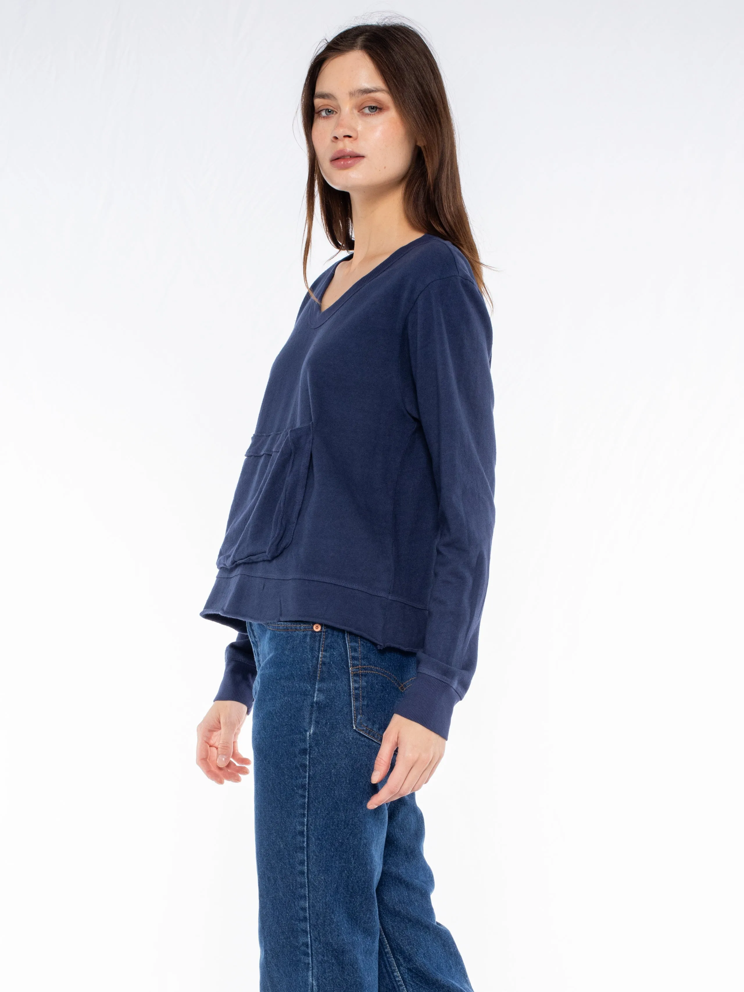 Slouchy Long Sleeve Sweatshirt with Pouch Front Pocket