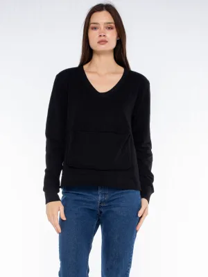 Slouchy Long Sleeve Sweatshirt with Pouch Front Pocket