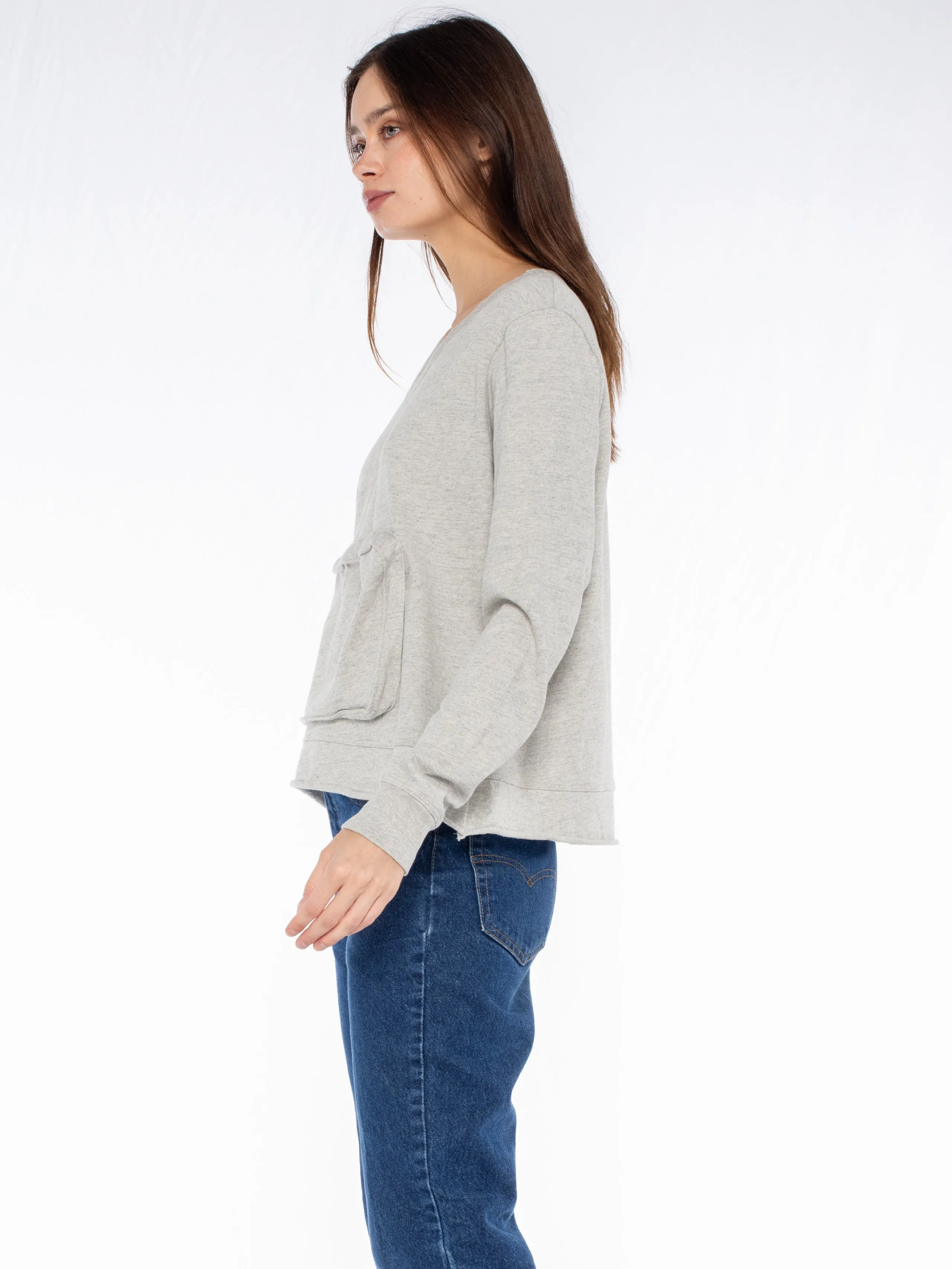 Slouchy Long Sleeve Sweatshirt with Pouch Front Pocket
