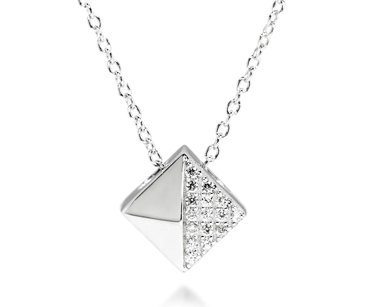 Small Square Pavé Crystal Necklace
