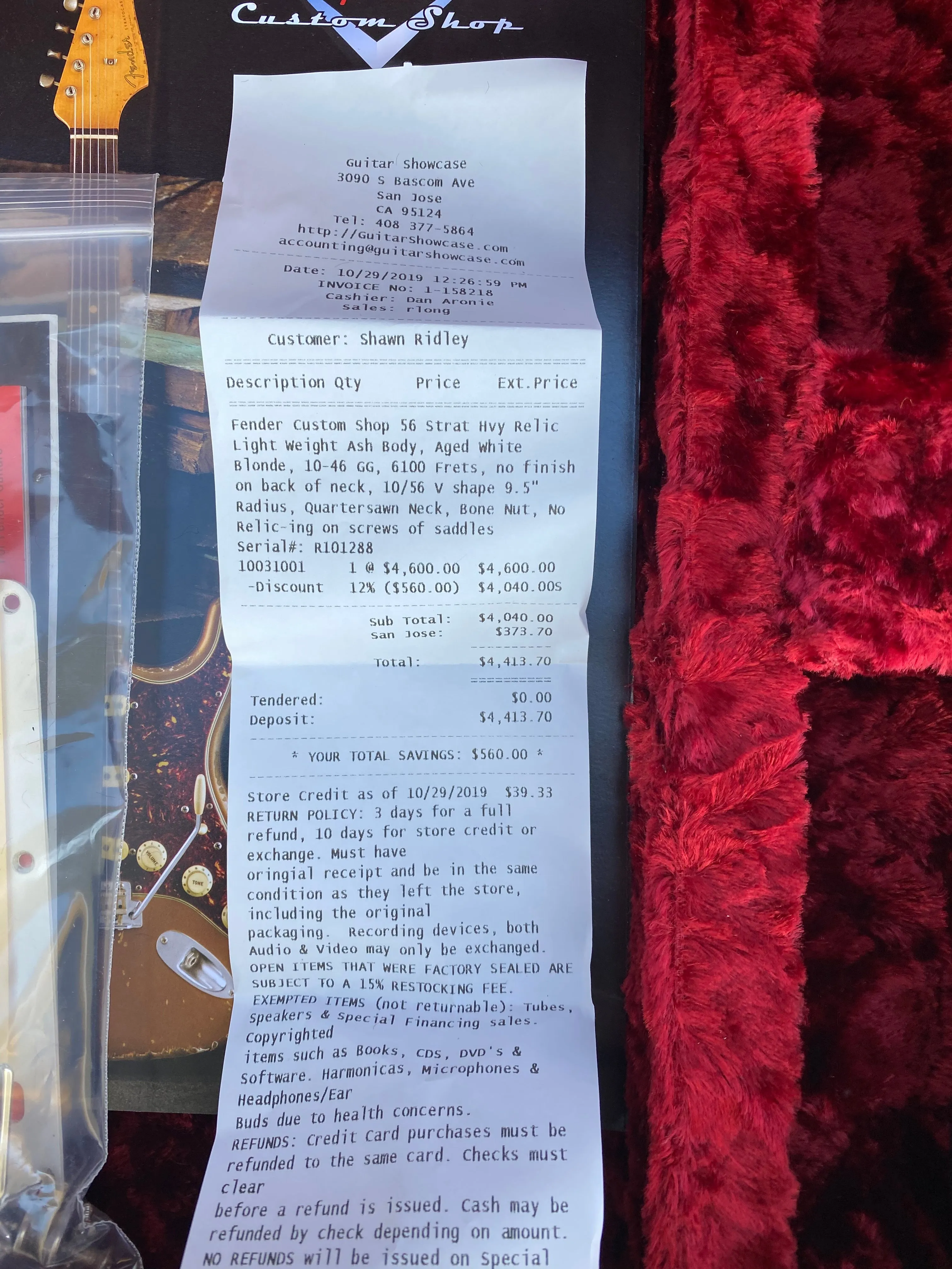 SOLD - Fender Stratocaster Custom Order '56 Heavy Relic 2019