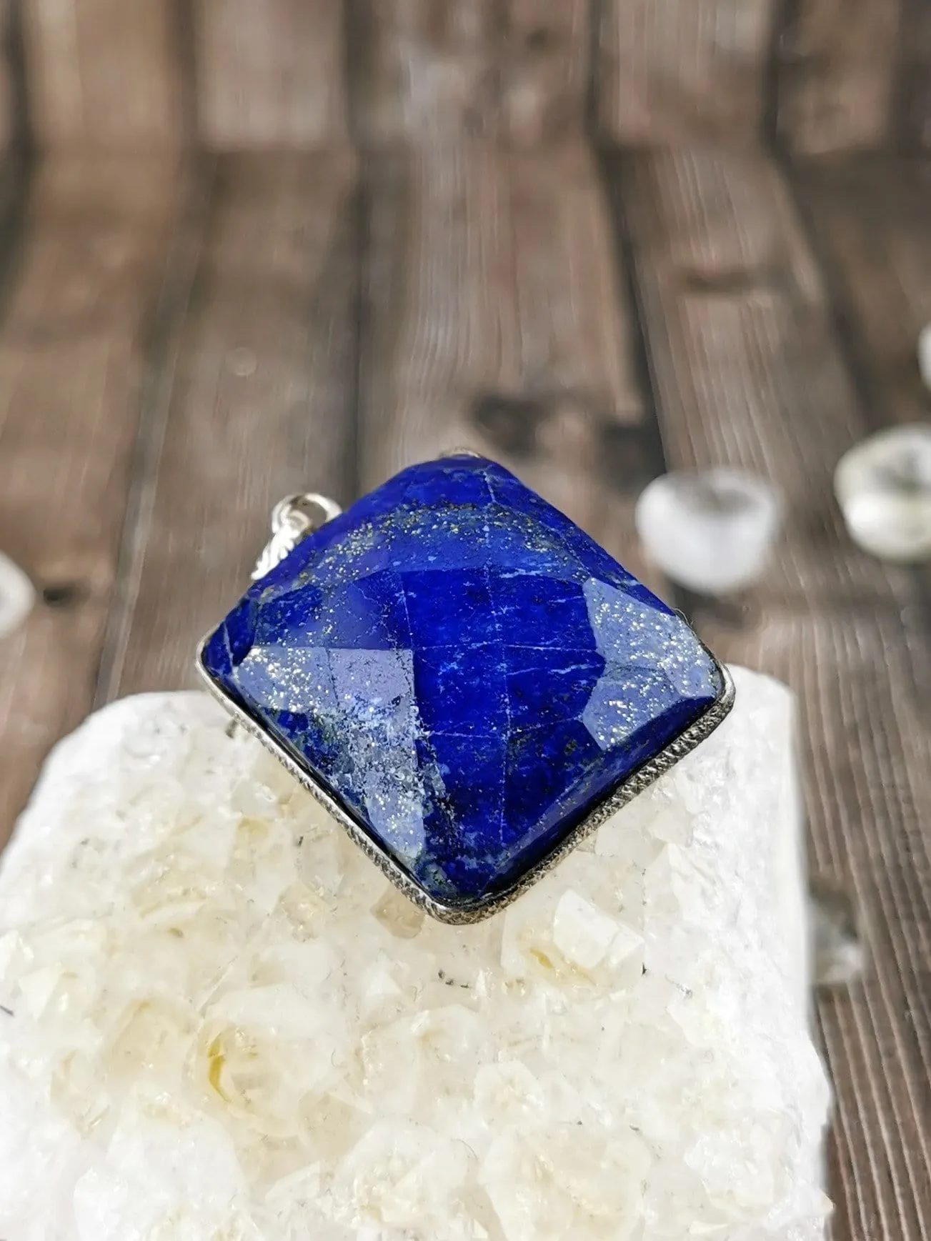 Square Cut Lapis Pendant