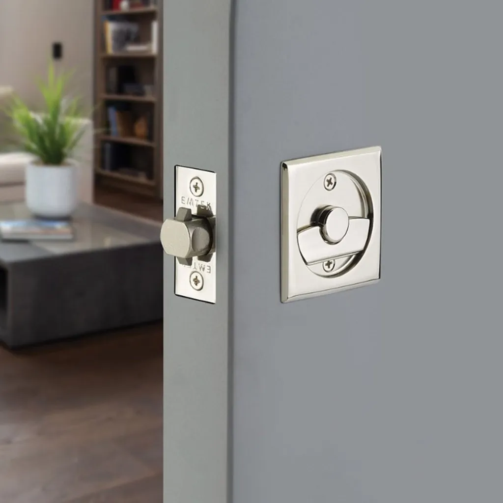 Square Tubular Privacy Pocket Door Lockset - Door Mount - 3" Brass/Satin Brass