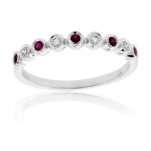 Stackable Round Ruby and Round Diamond Band