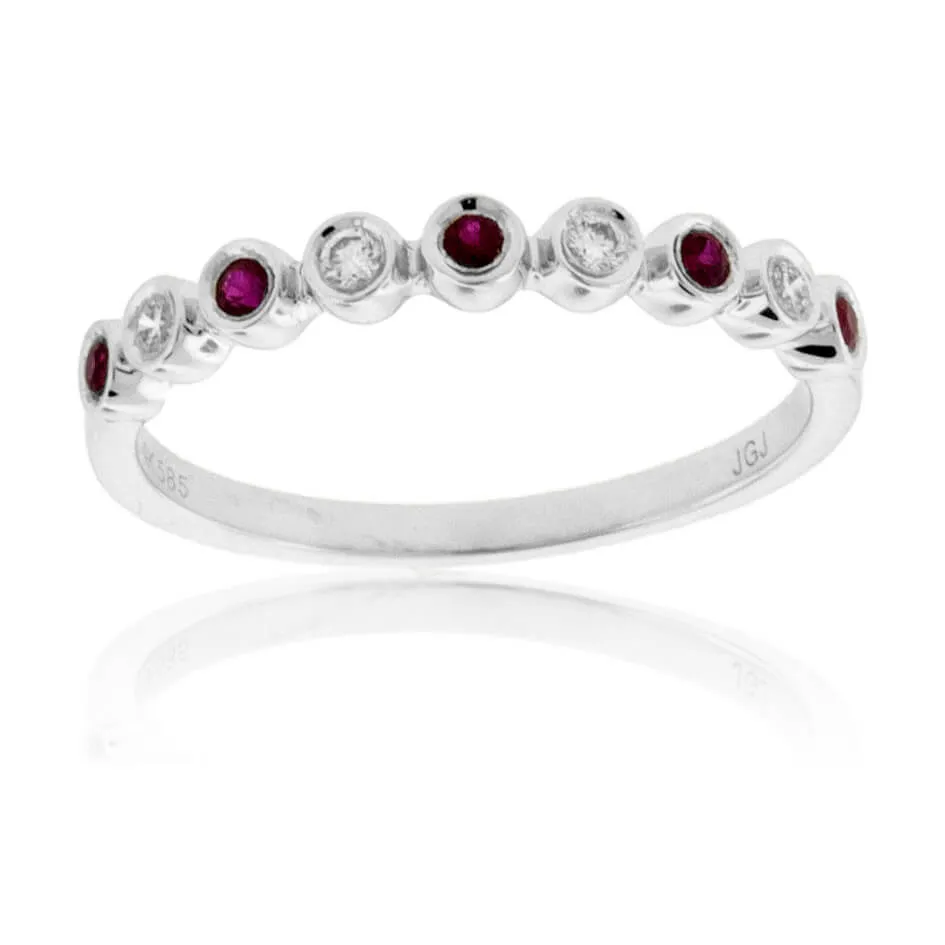 Stackable Round Ruby and Round Diamond Band