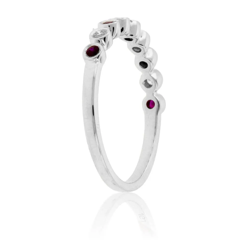 Stackable Round Ruby and Round Diamond Band