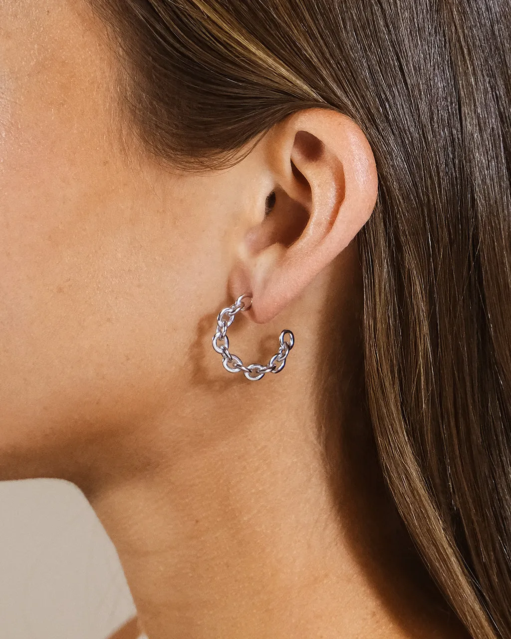 Sterling Silver Delicate Chain Hoops