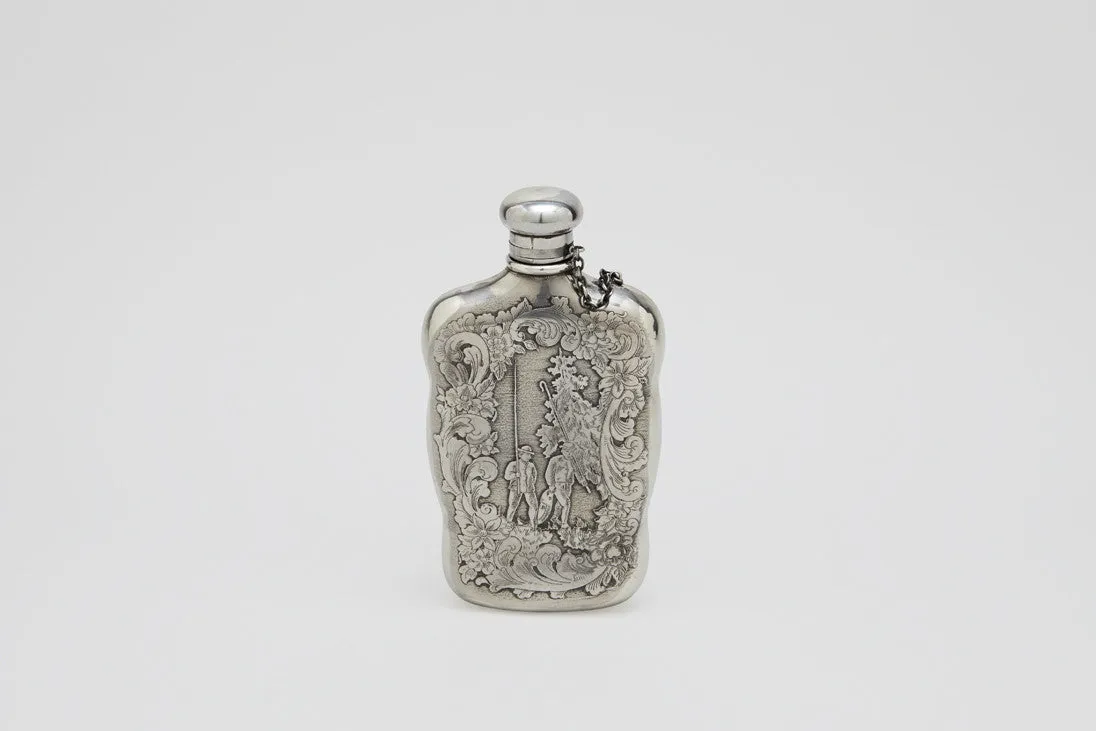 Sterling Silver Fly Fishing Hip Flask