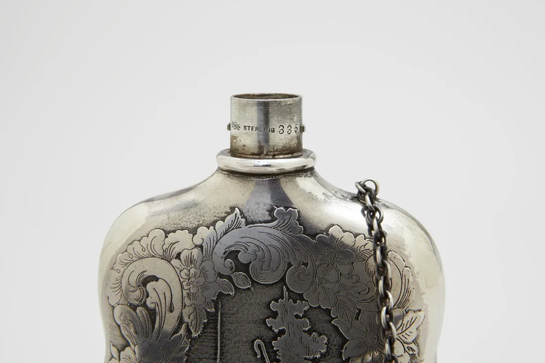 Sterling Silver Fly Fishing Hip Flask