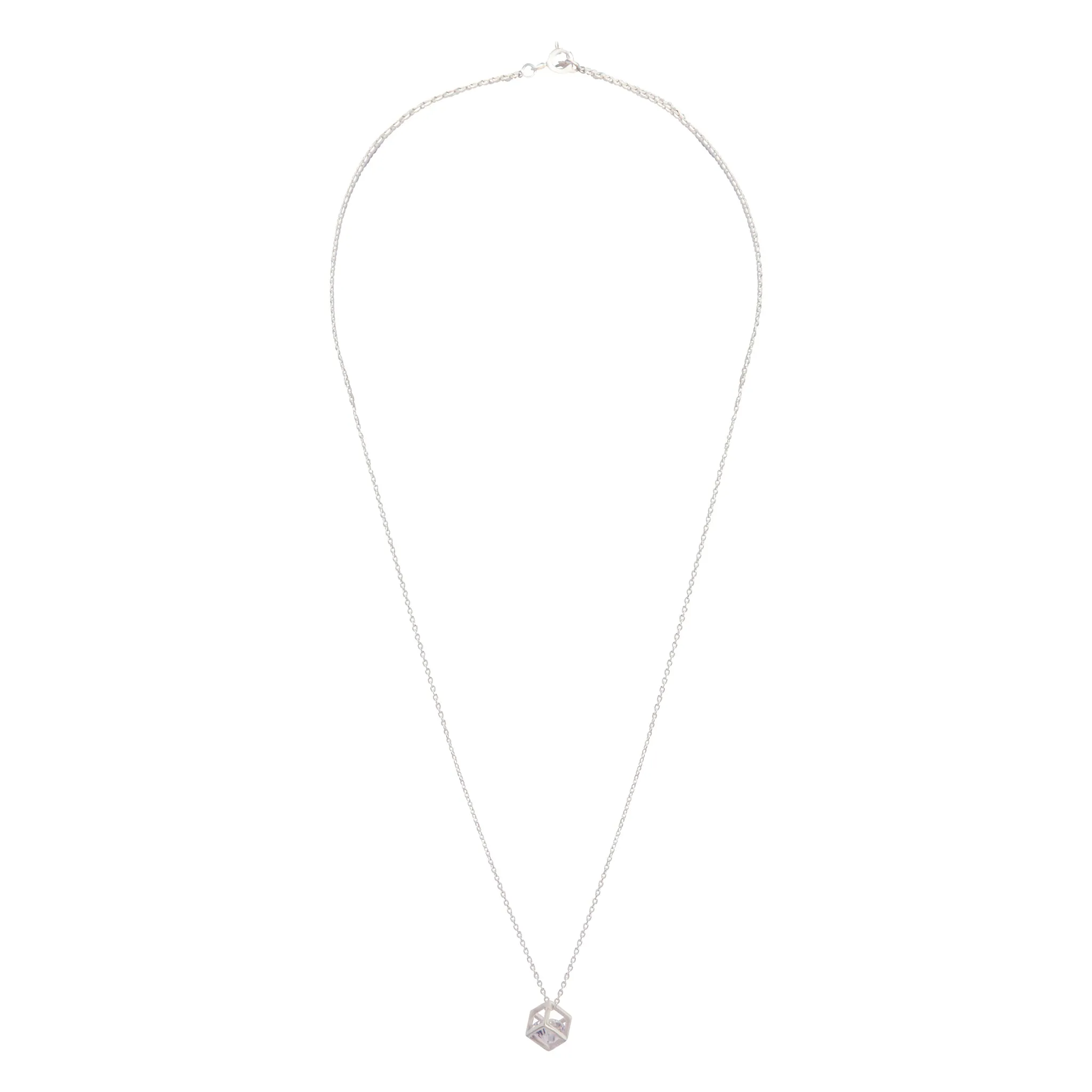 Sterling Silver Square Cubic Zirconia Necklace