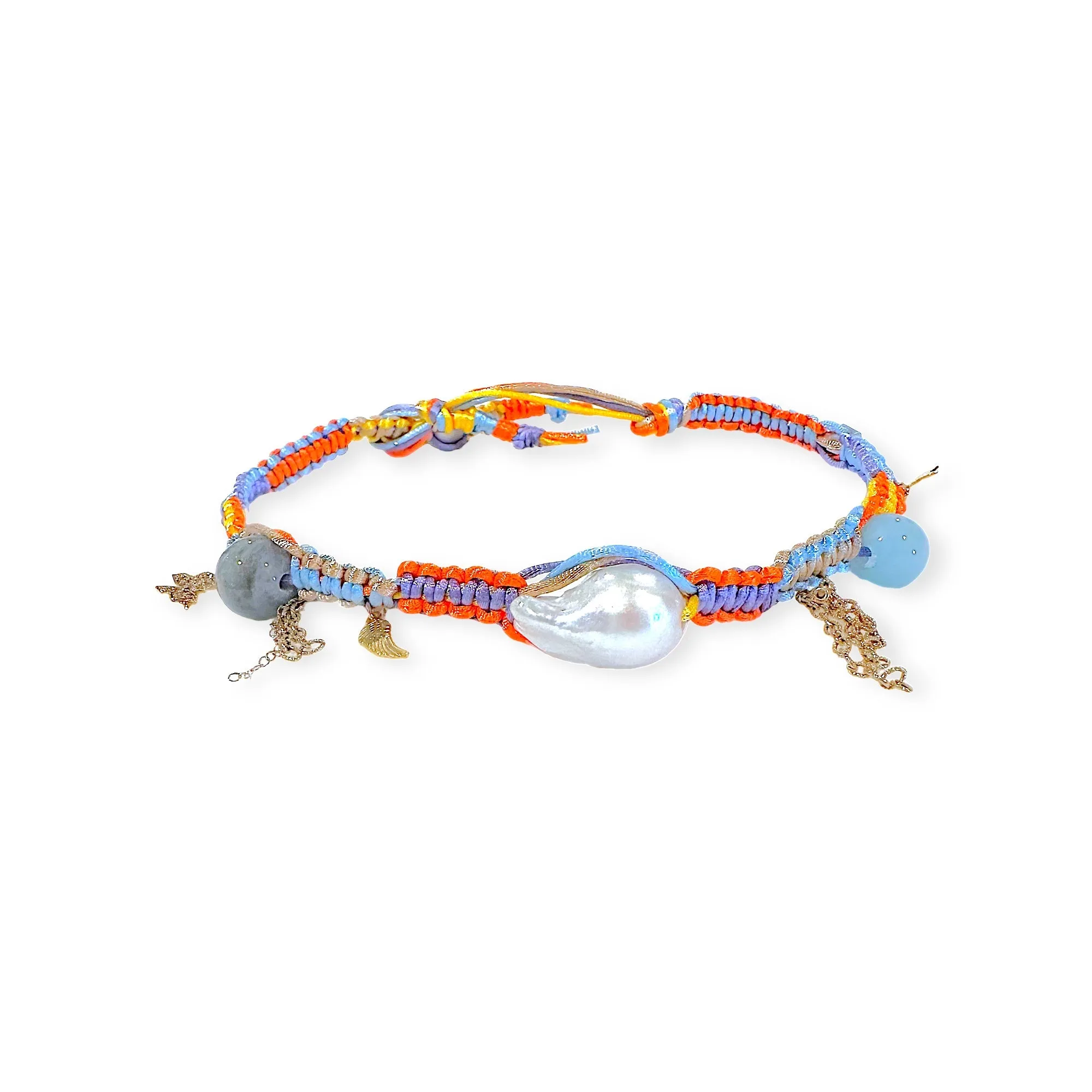 SUMMER DAY DREAM BAROQUE PEARL LUCKY CHARM SILK ROCKER CHOKER