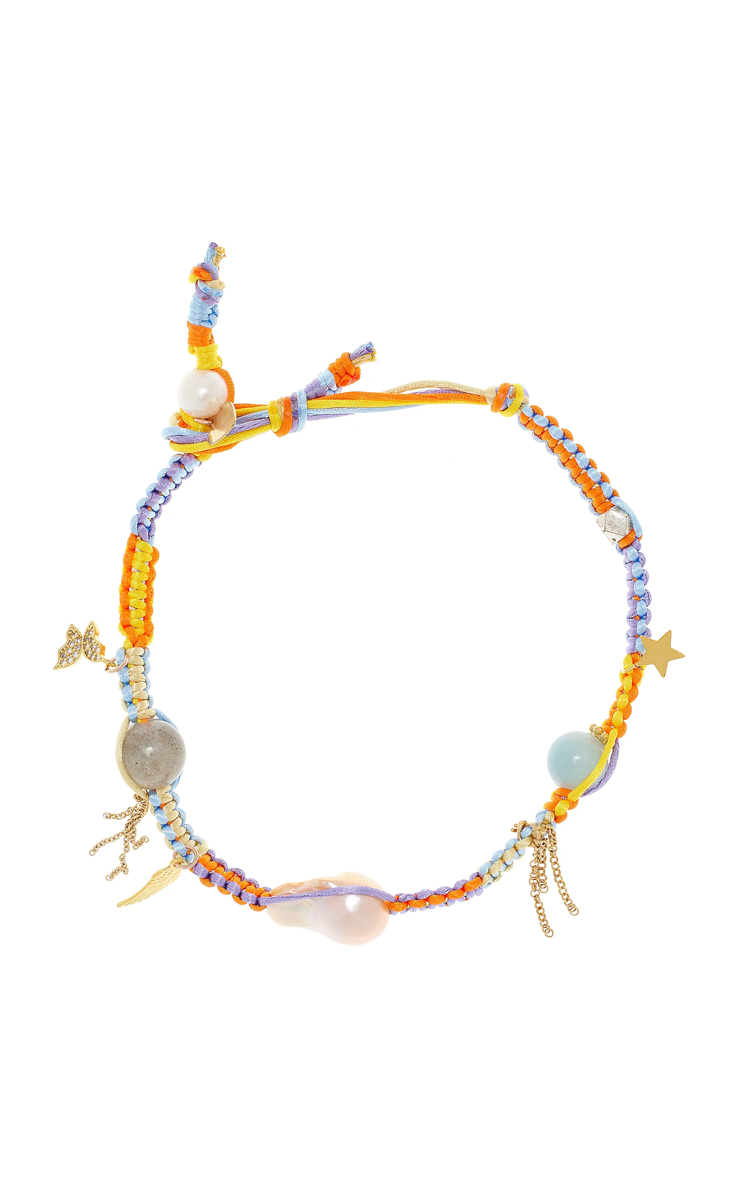 SUMMER DAY DREAM BAROQUE PEARL LUCKY CHARM SILK ROCKER CHOKER