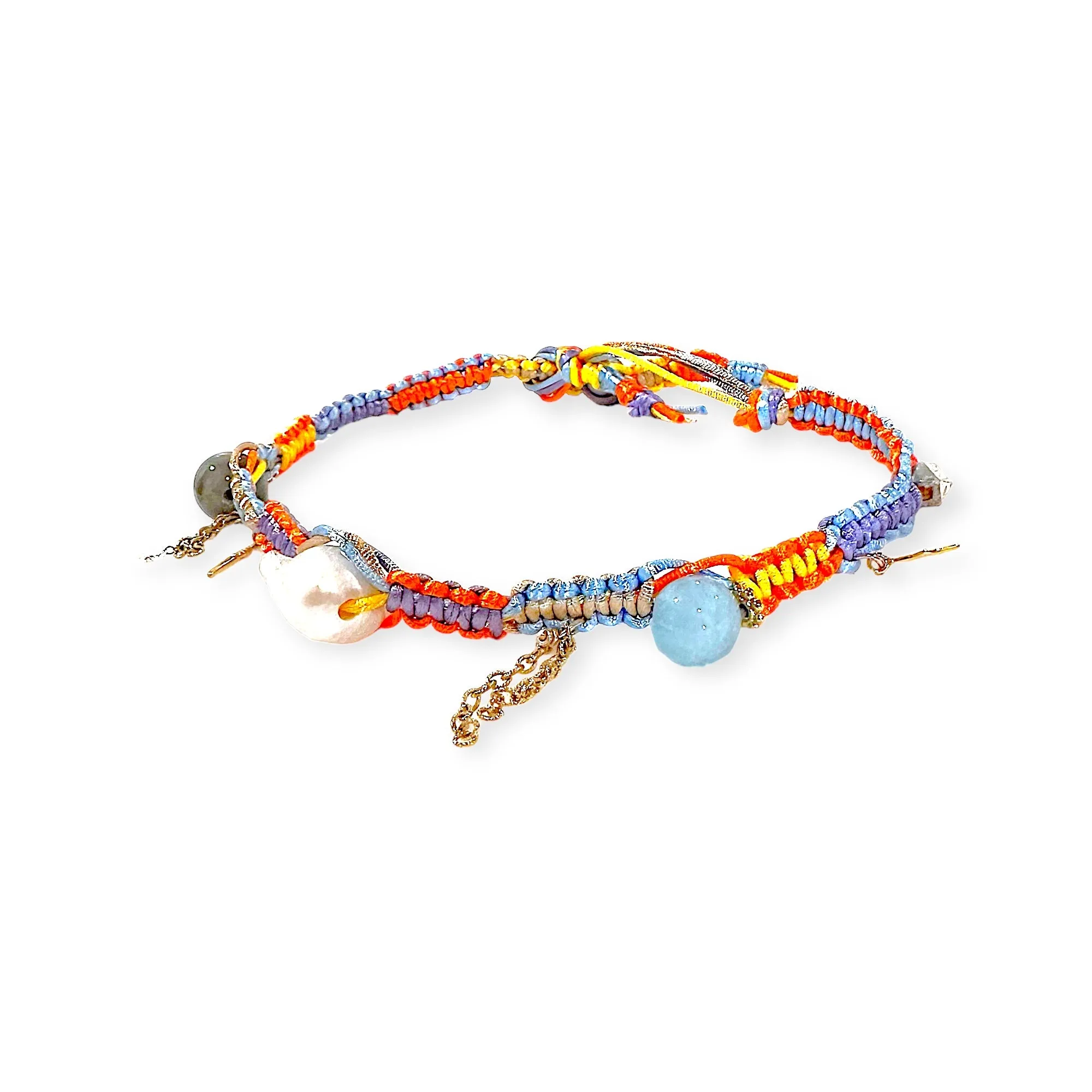 SUMMER DAY DREAM BAROQUE PEARL LUCKY CHARM SILK ROCKER CHOKER