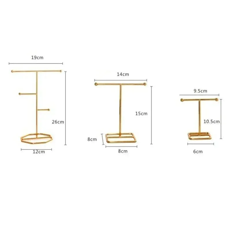 T-Bar Creative Wrought Iron Jewelry Rack Ring Earrings Necklace Hanger Storage Rack Jewelry Prop Display Stand Earring Organizer