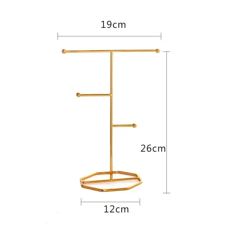 T-Bar Creative Wrought Iron Jewelry Rack Ring Earrings Necklace Hanger Storage Rack Jewelry Prop Display Stand Earring Organizer