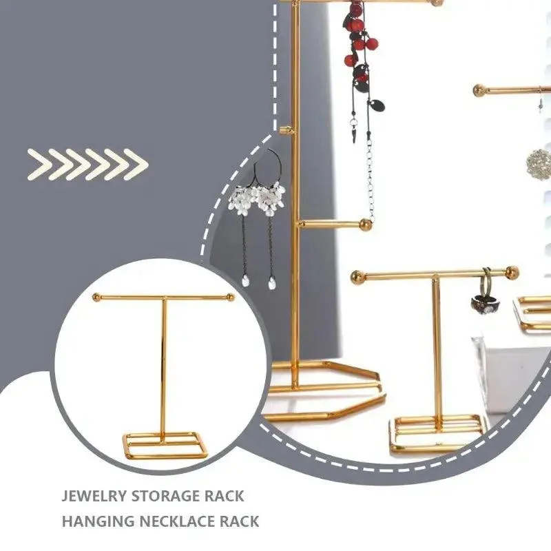 T-Bar Creative Wrought Iron Jewelry Rack Ring Earrings Necklace Hanger Storage Rack Jewelry Prop Display Stand Earring Organizer