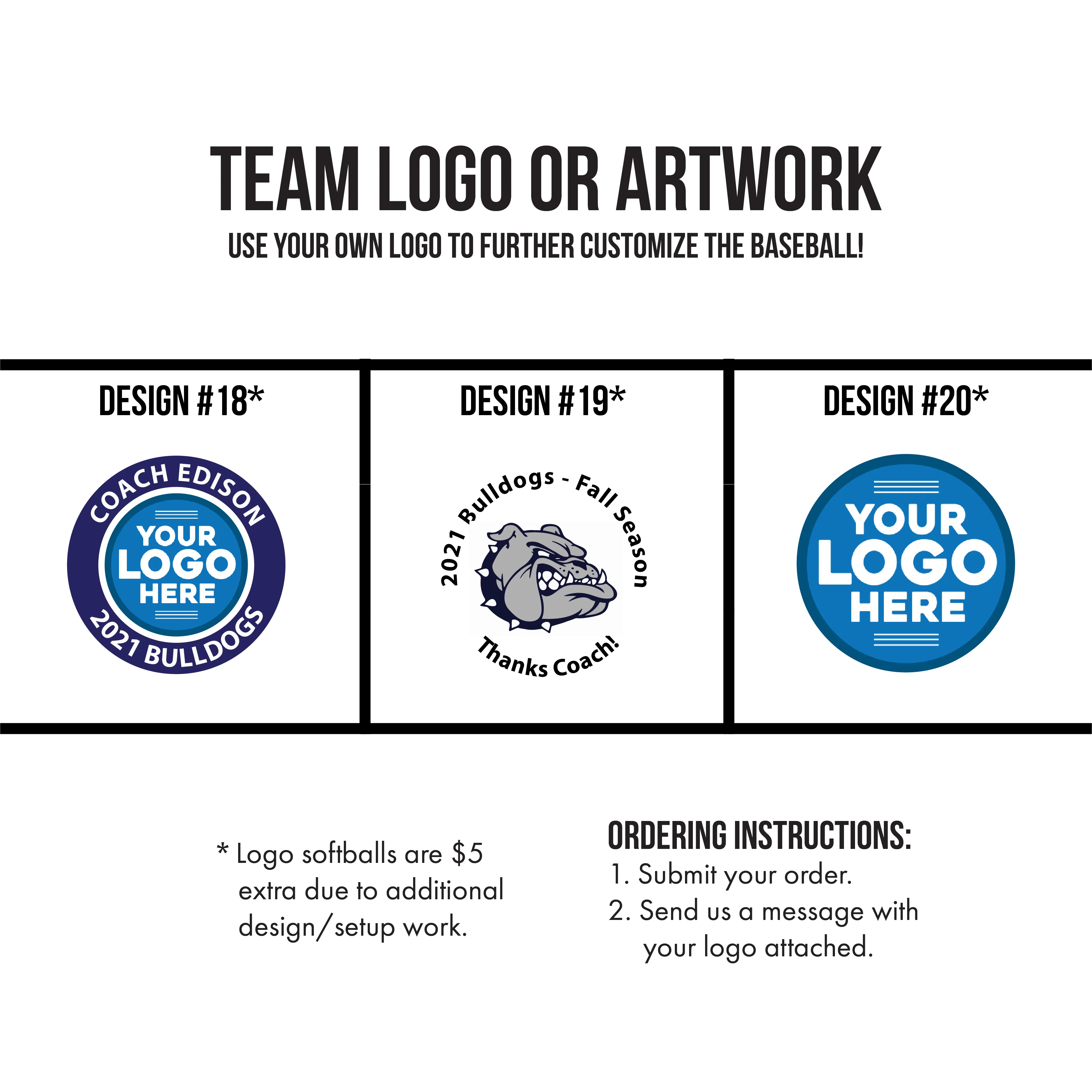 Team Logo with Personalization, Printed Softball