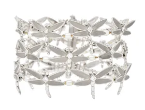 Tiffany & Co. Diamond Pearl Enamel 18 Karat White Gold Dragonfly Link Bracelet