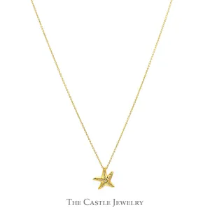 Tiffany & Co. Elsa Peretti Starfish Necklace with Diamond Accents on 18 inch Chain in 18k Yellow Gold