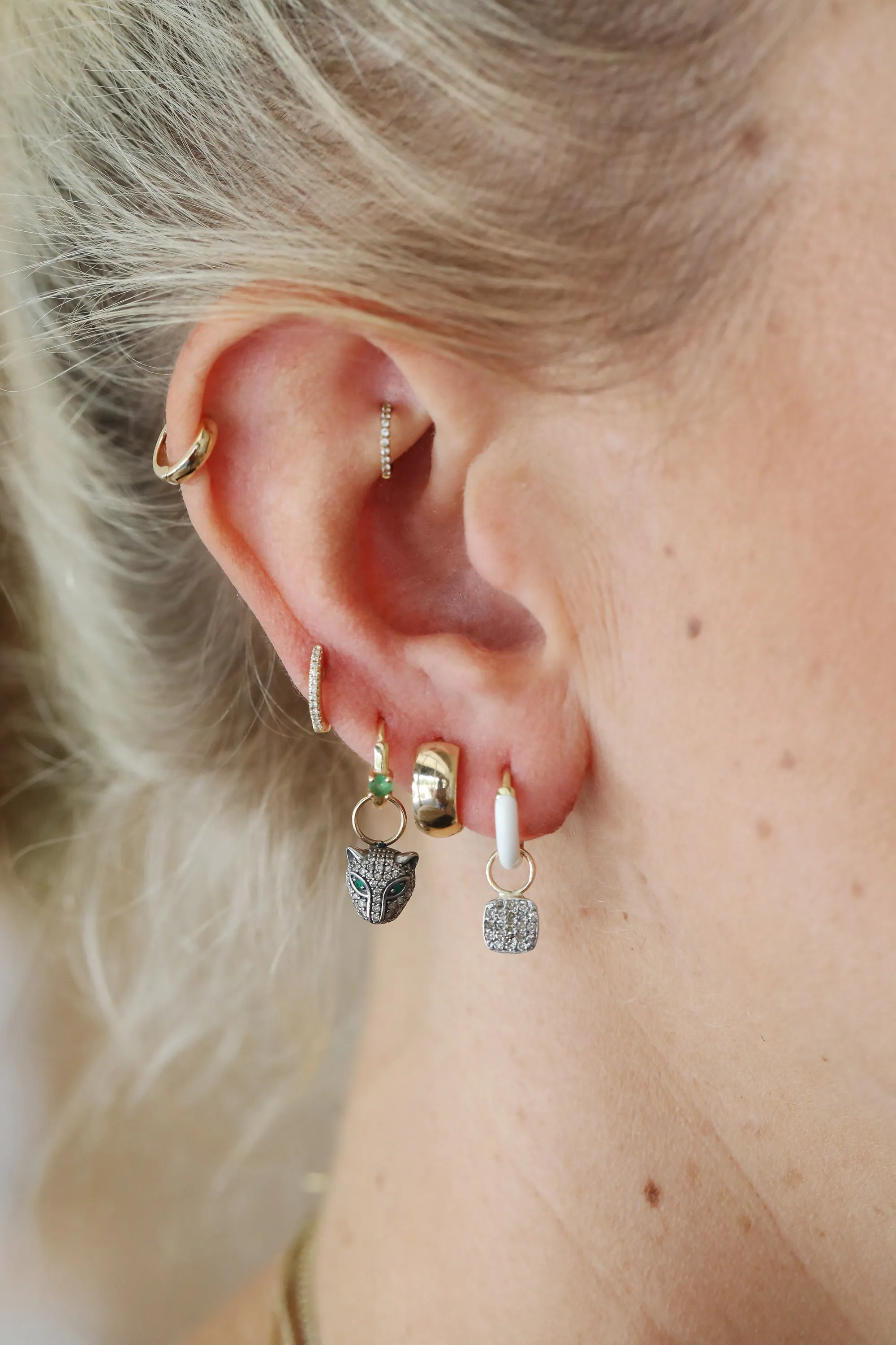 Tiny Diamond Square Earring Charm