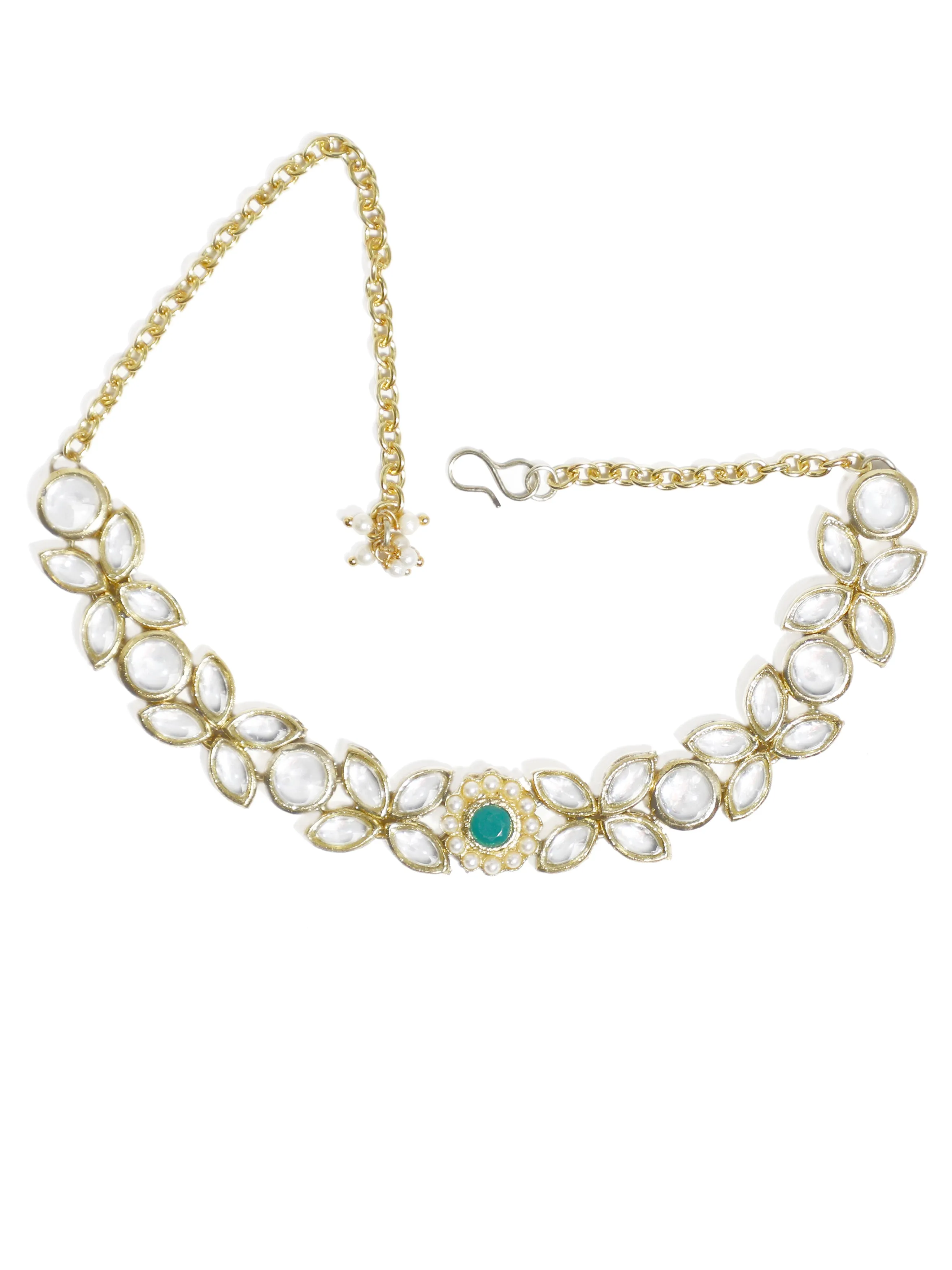 Traditional Gold Plated Green Bead Kundan Bajubandh