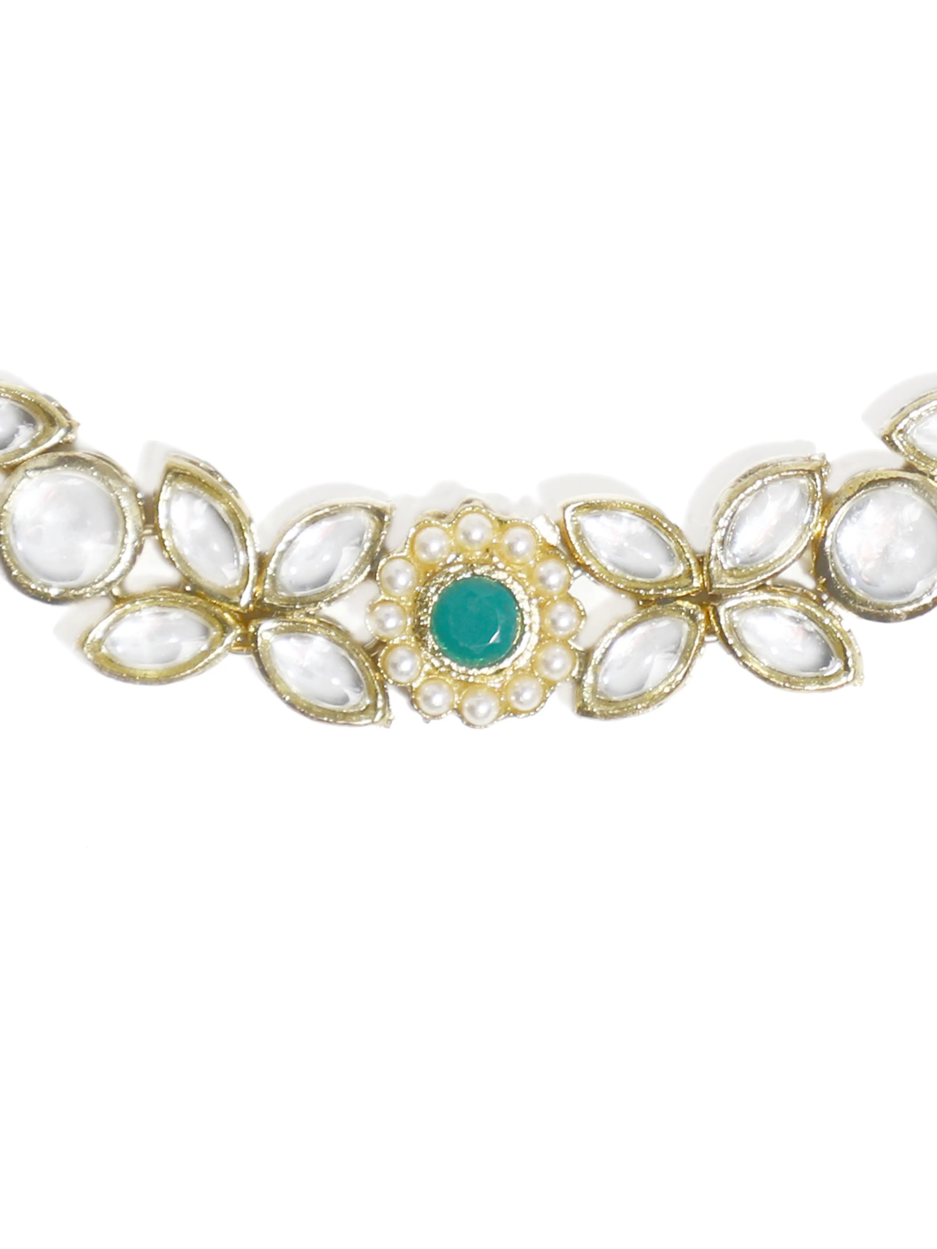 Traditional Gold Plated Green Bead Kundan Bajubandh