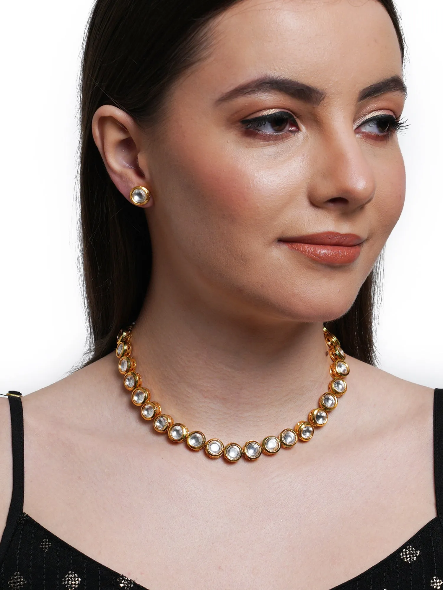 Traditional Gold Plated Polki Kundan Necklace Set