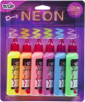 Tulip Neon Pack of 6 Fluorescent Colors for 3D Painting 37 ml