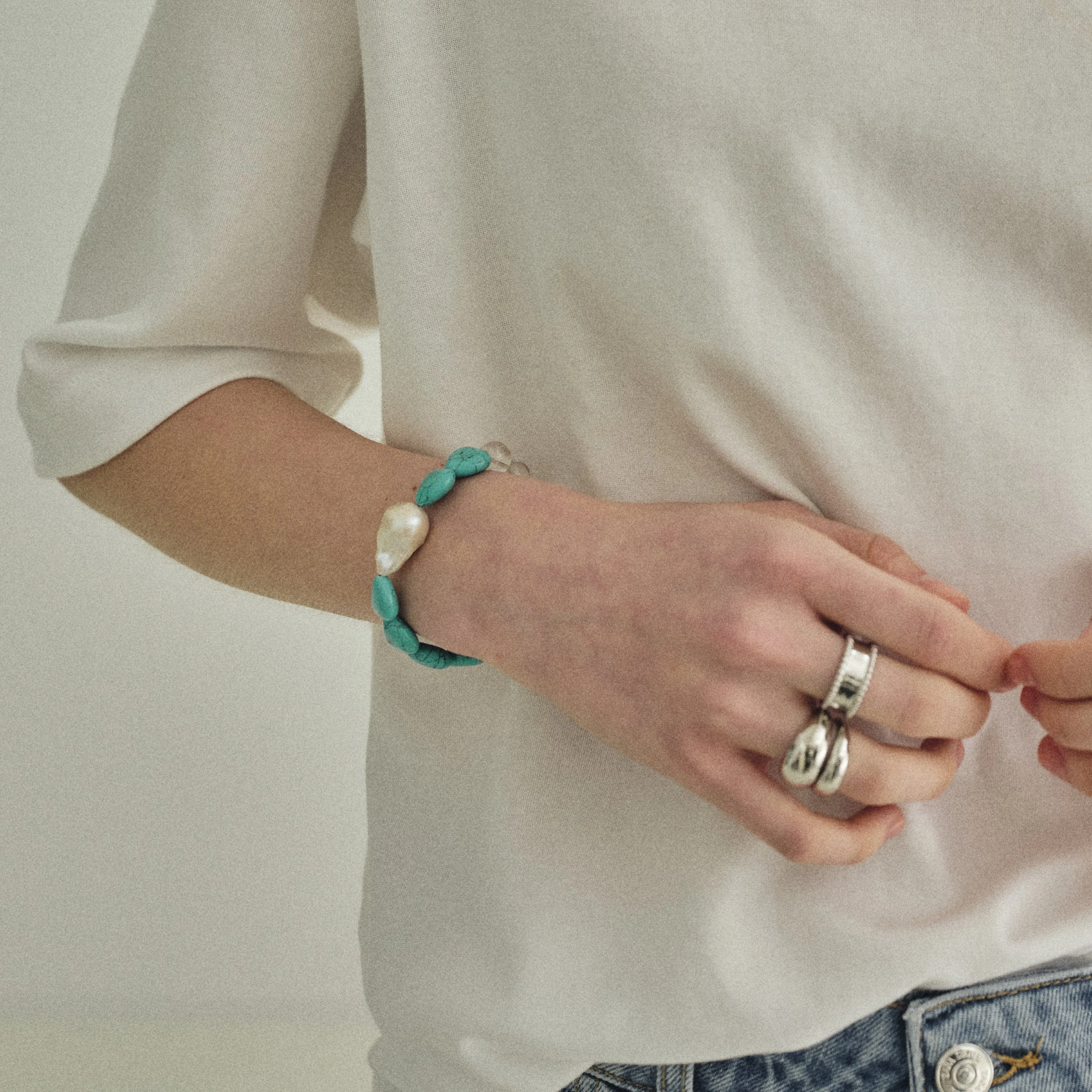 Turquoise Love Pearl Bracelet