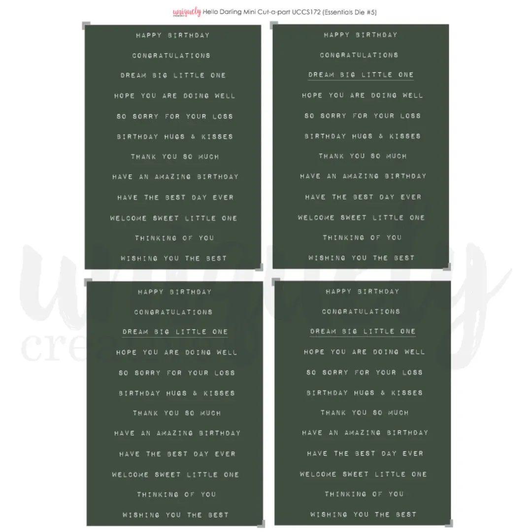 Uniquely Creative - Hello Darling - Cut-a-Part Sheet Mini