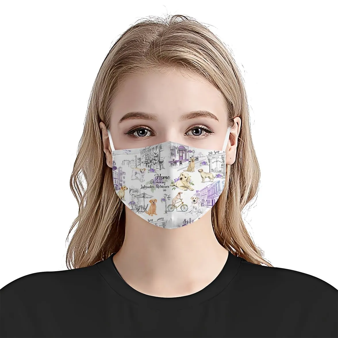 Urban, Vintage Flower And Labrador Retriever EZ07 3007 Face Mask
