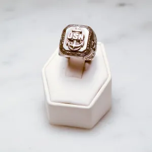 USN Sterling Silver Signet Ring