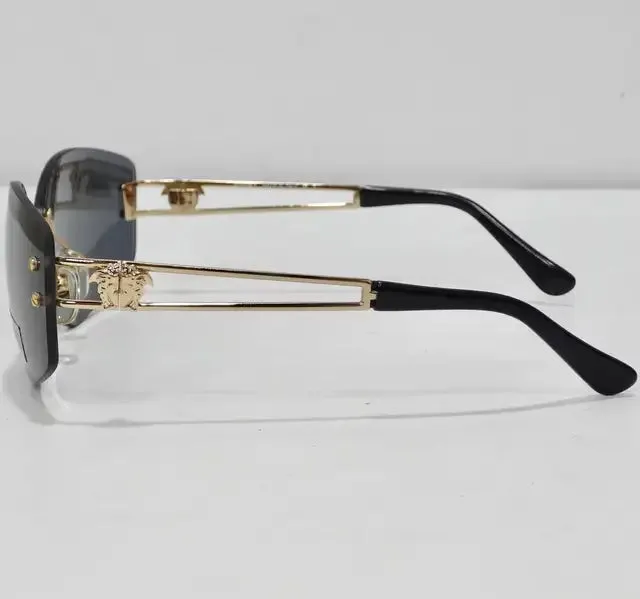 Versace 1990s Blue and Gold Sunglasses