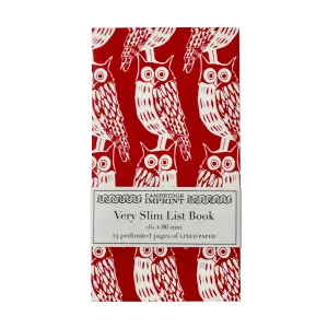 Very Slim List Book in Owls