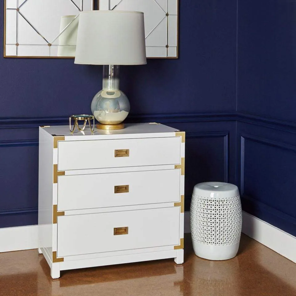 Victoria 3-Drawer Side Table / Gloss White
