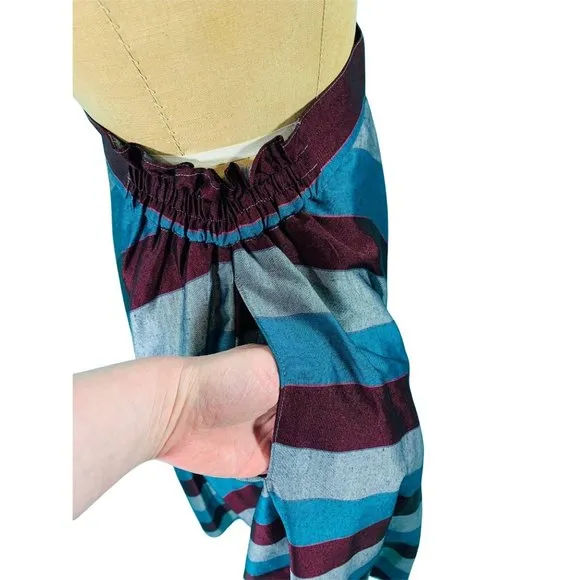 Vintage 1980s Stripe Skirt Blue Gray Burgundy Striped | W 25-30&quot;